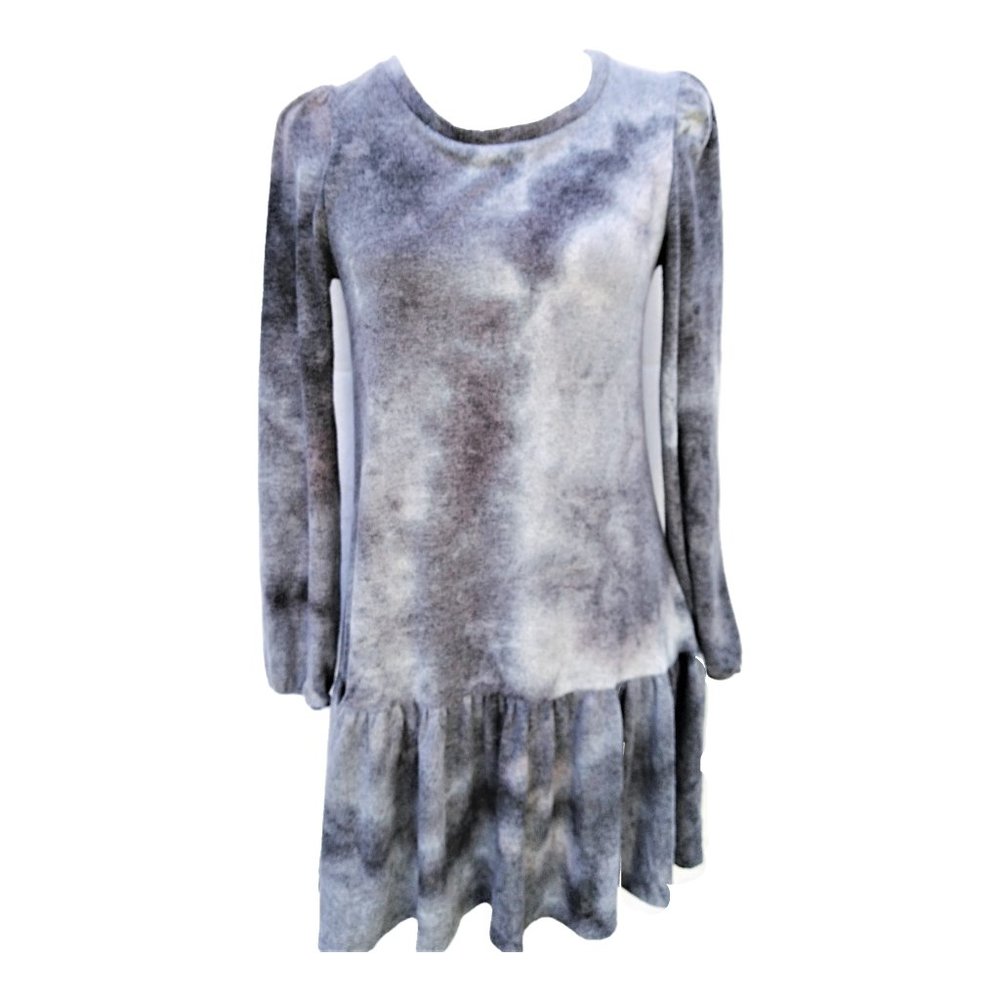 NEW Ultra Flirt Women’s Dress Junior Tie-Dye Drop-Waist Med Grey Size M